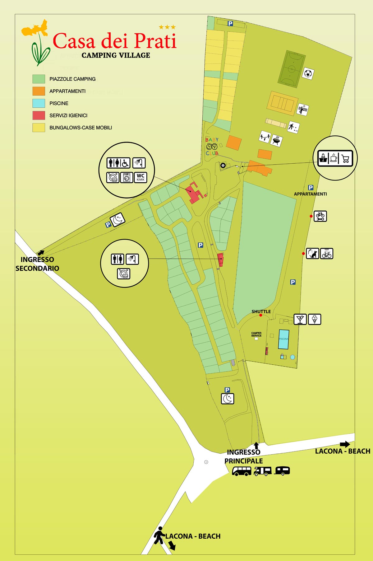 Map of Camping Casa dei Prati Village in Lacona